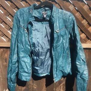 Deep green faux leather jacket